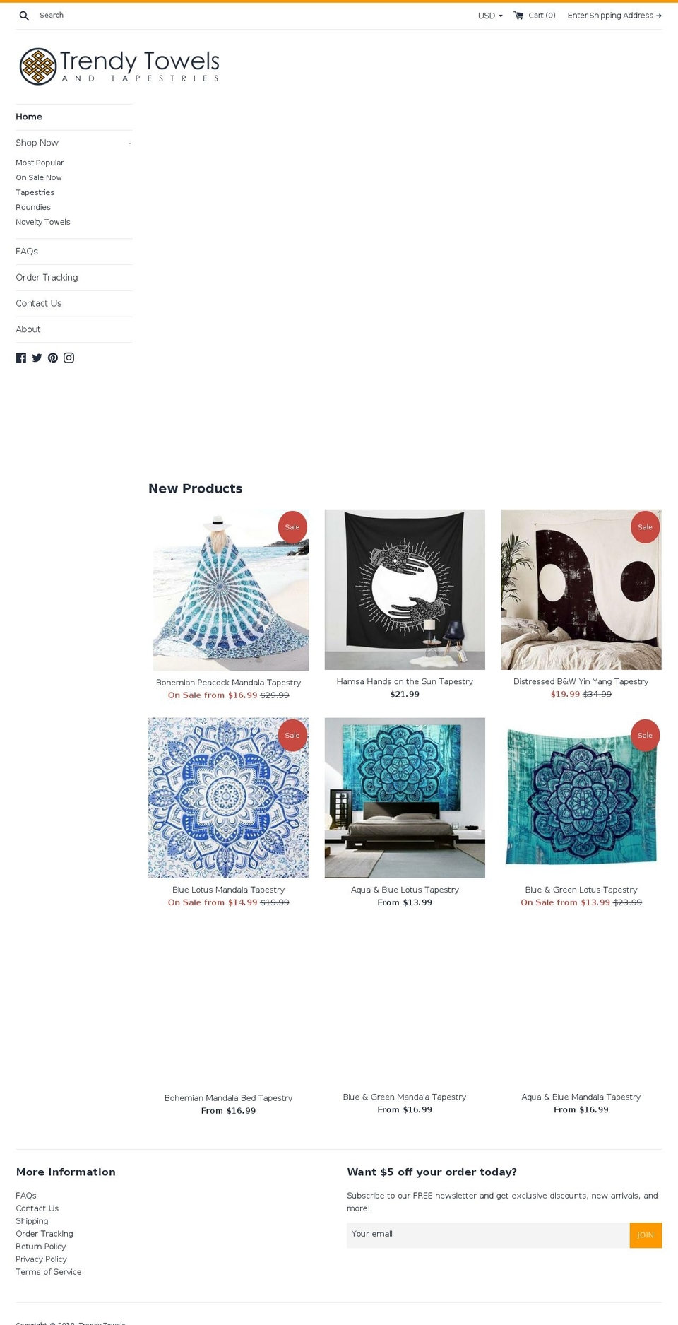 trendytowels.com shopify website screenshot