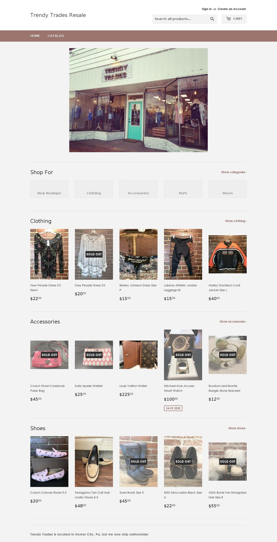 trendytradesresale.com — Shopify storefront screenshot