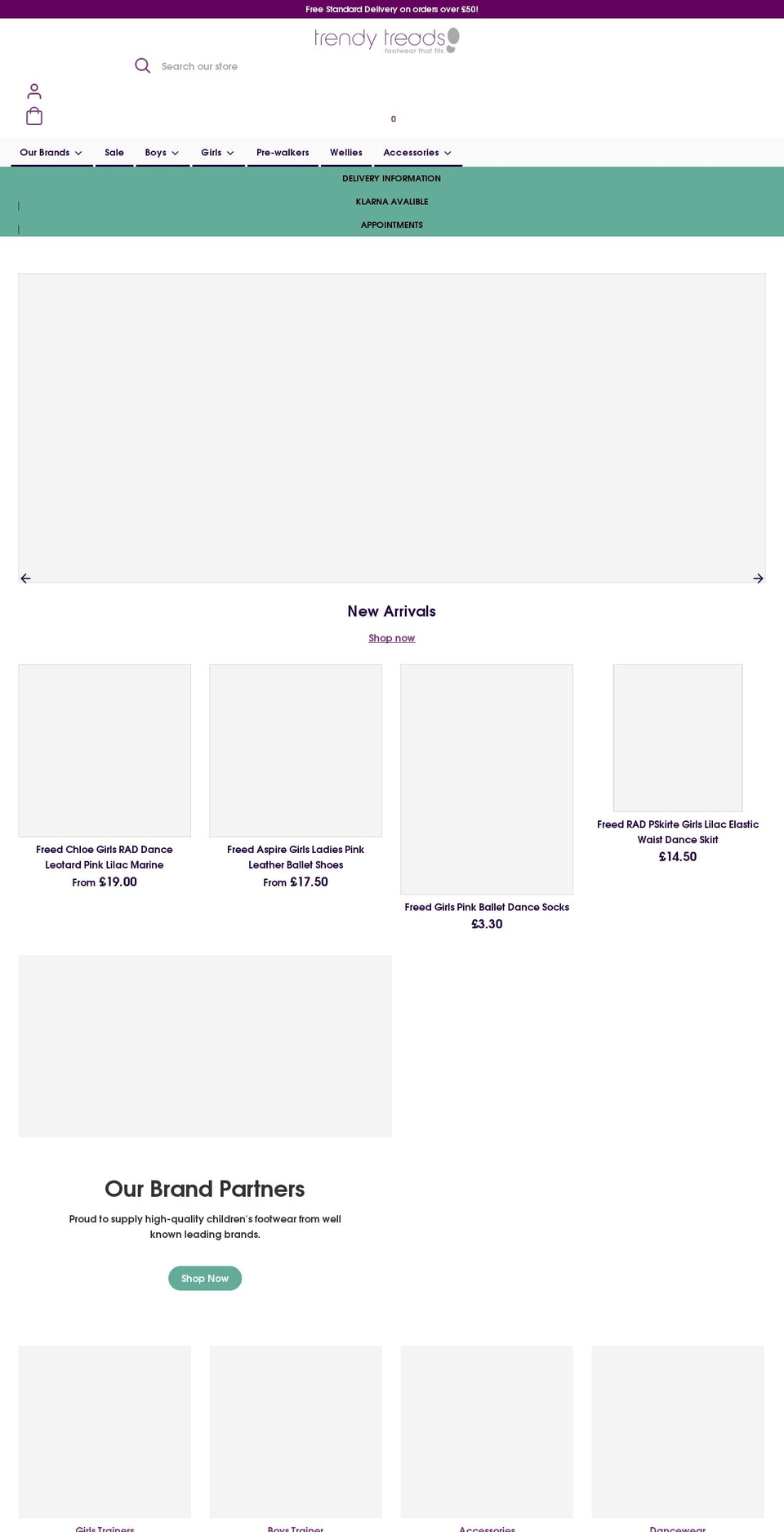 trendytreads.co.uk shopify website screenshot