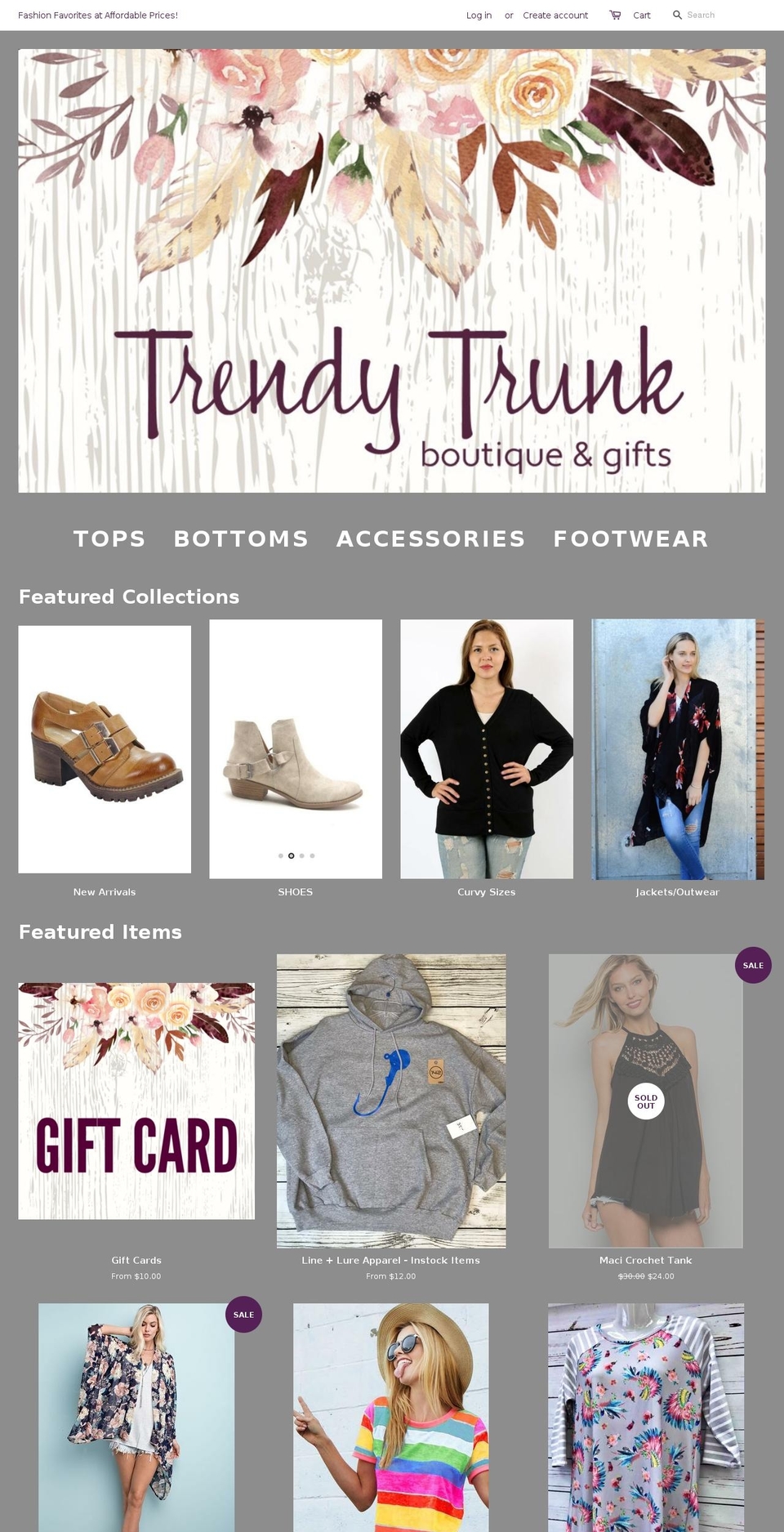 trendytrunkboutique.com — Shopify storefront screenshot