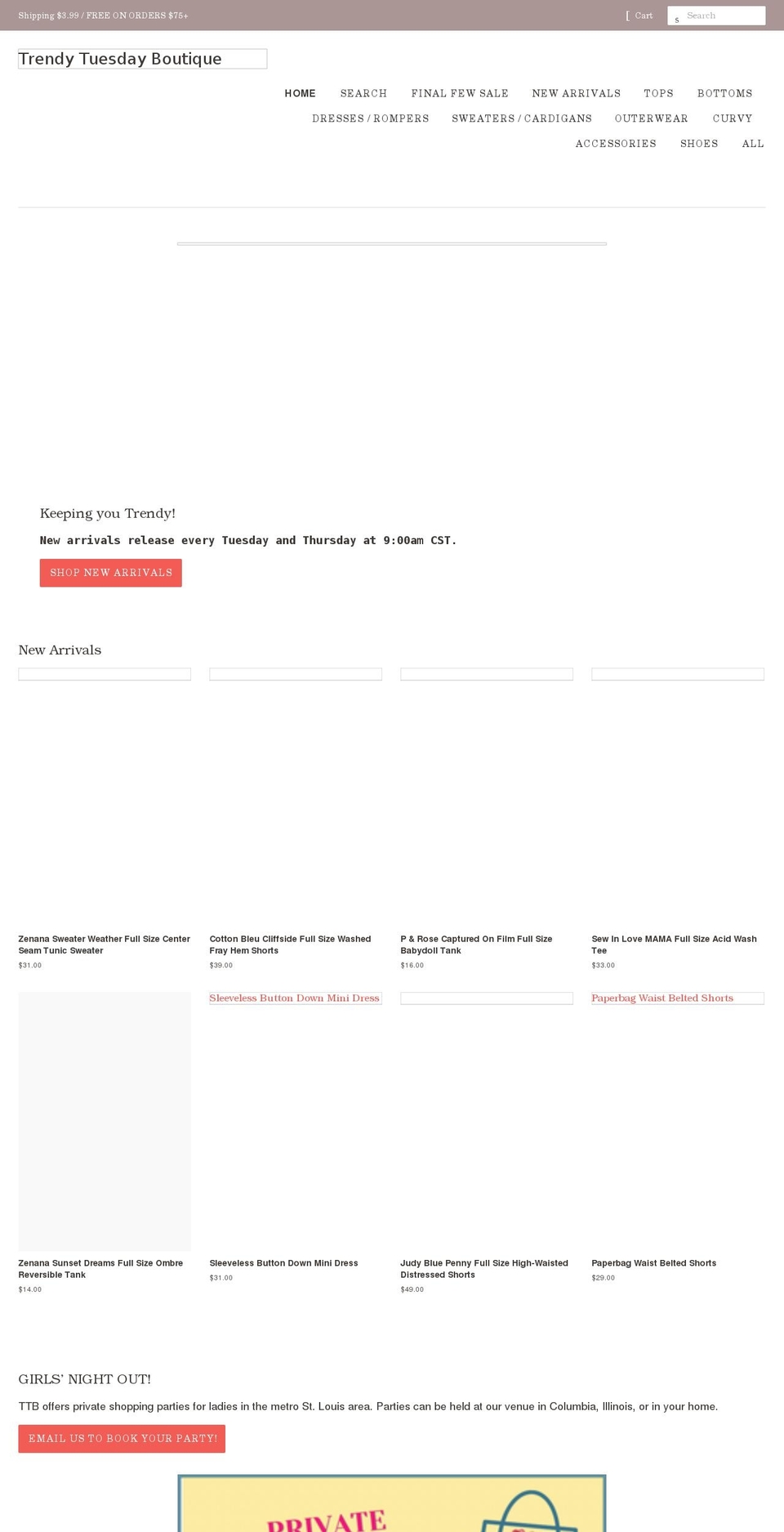 trendytuesdayboutique.com shopify website screenshot