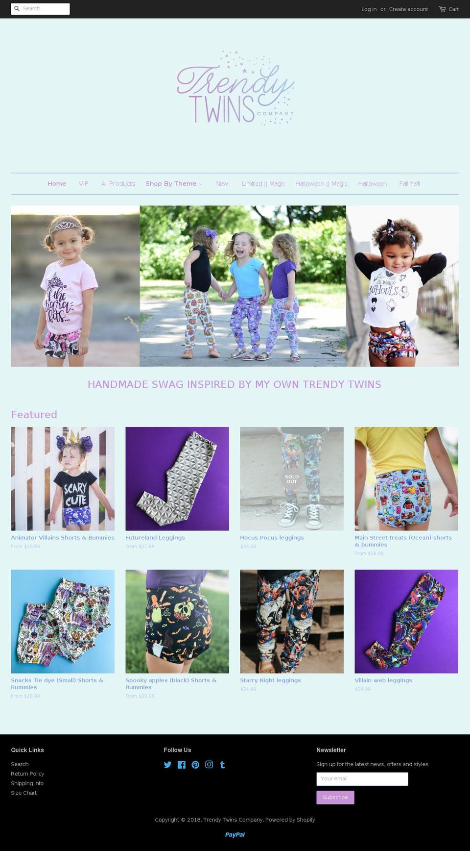 trendytwinscompany.com shopify website screenshot
