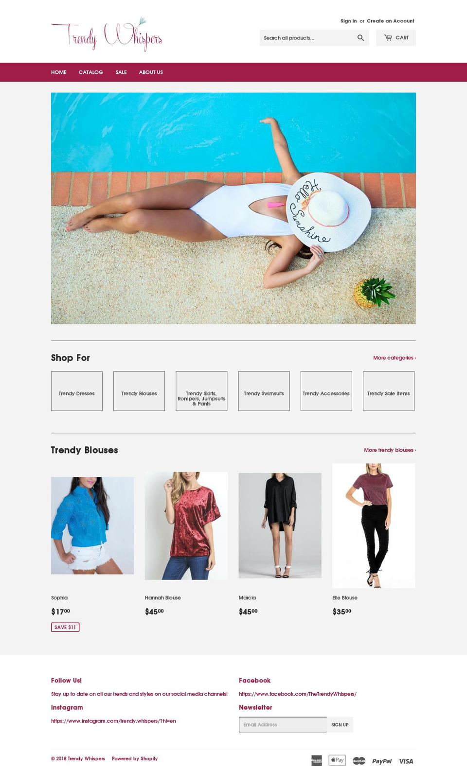 trendywhispers.com — Shopify storefront screenshot