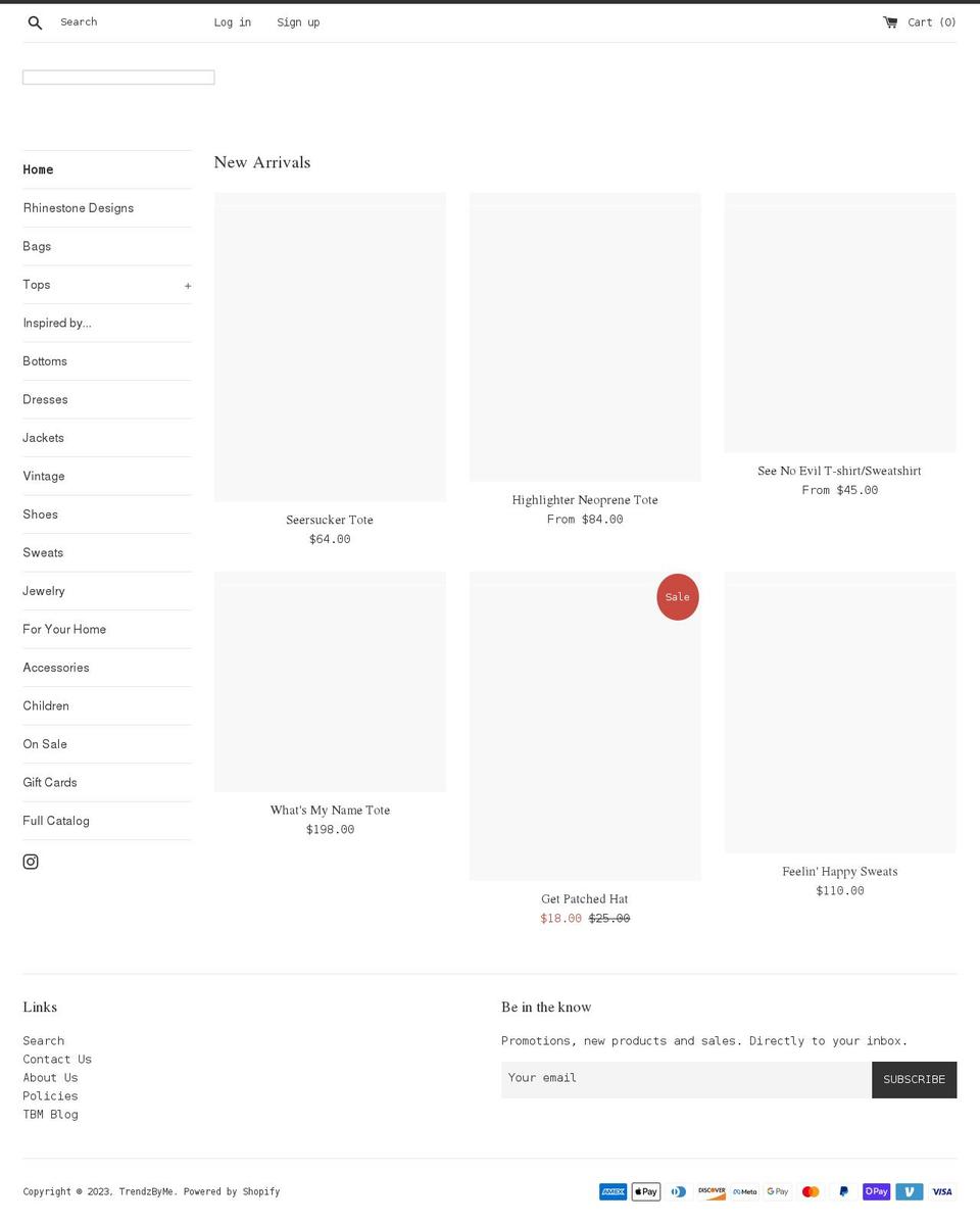 trendzbyme.com shopify website screenshot