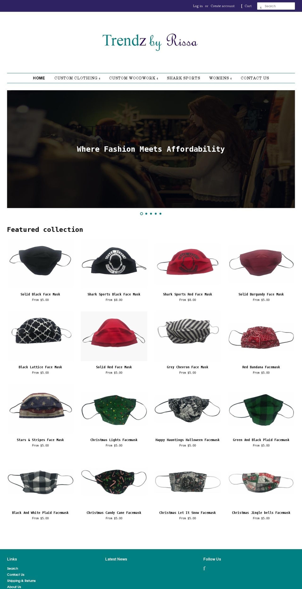 trendzbyrissa.com shopify website screenshot