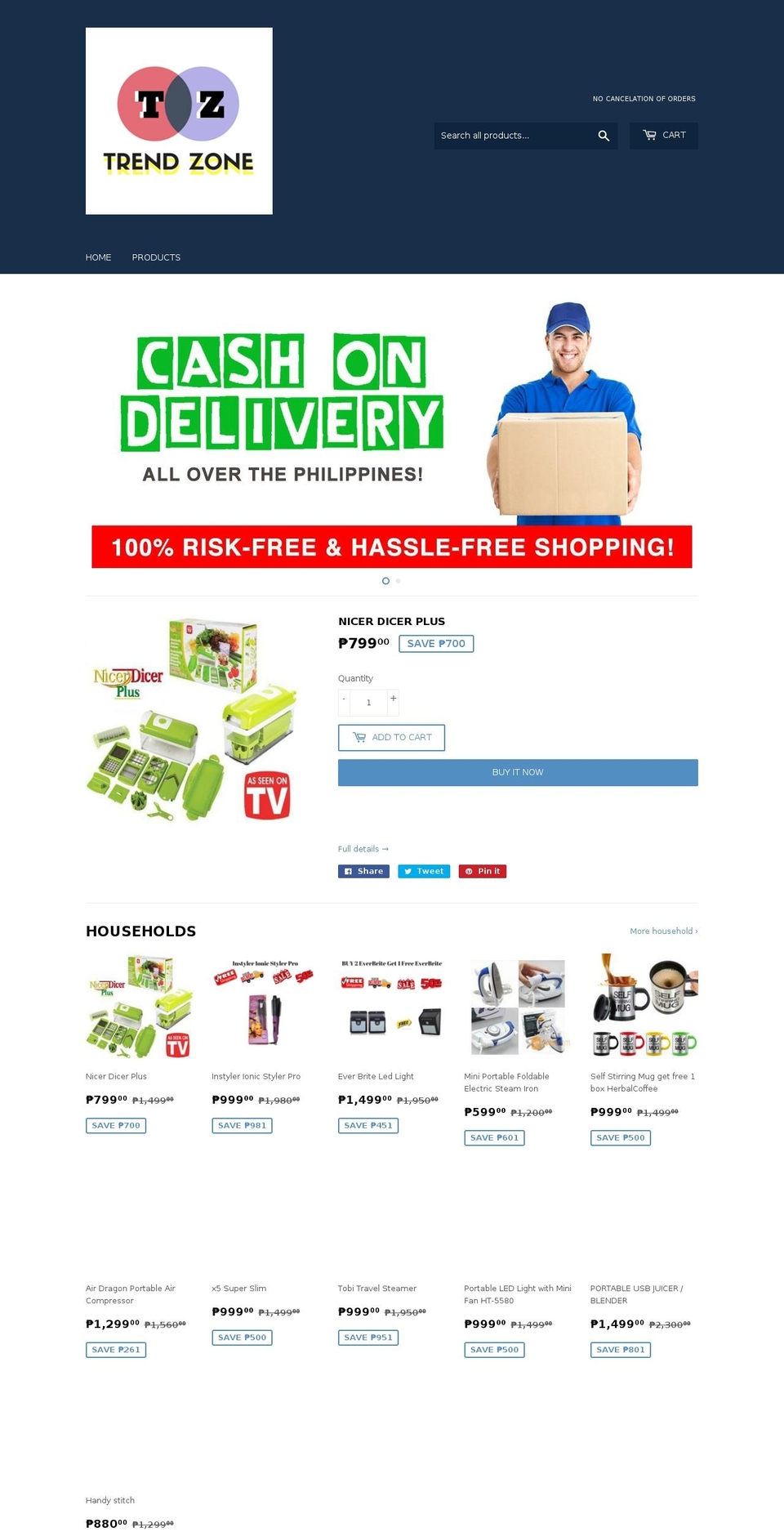 trendzoneph.com shopify website screenshot