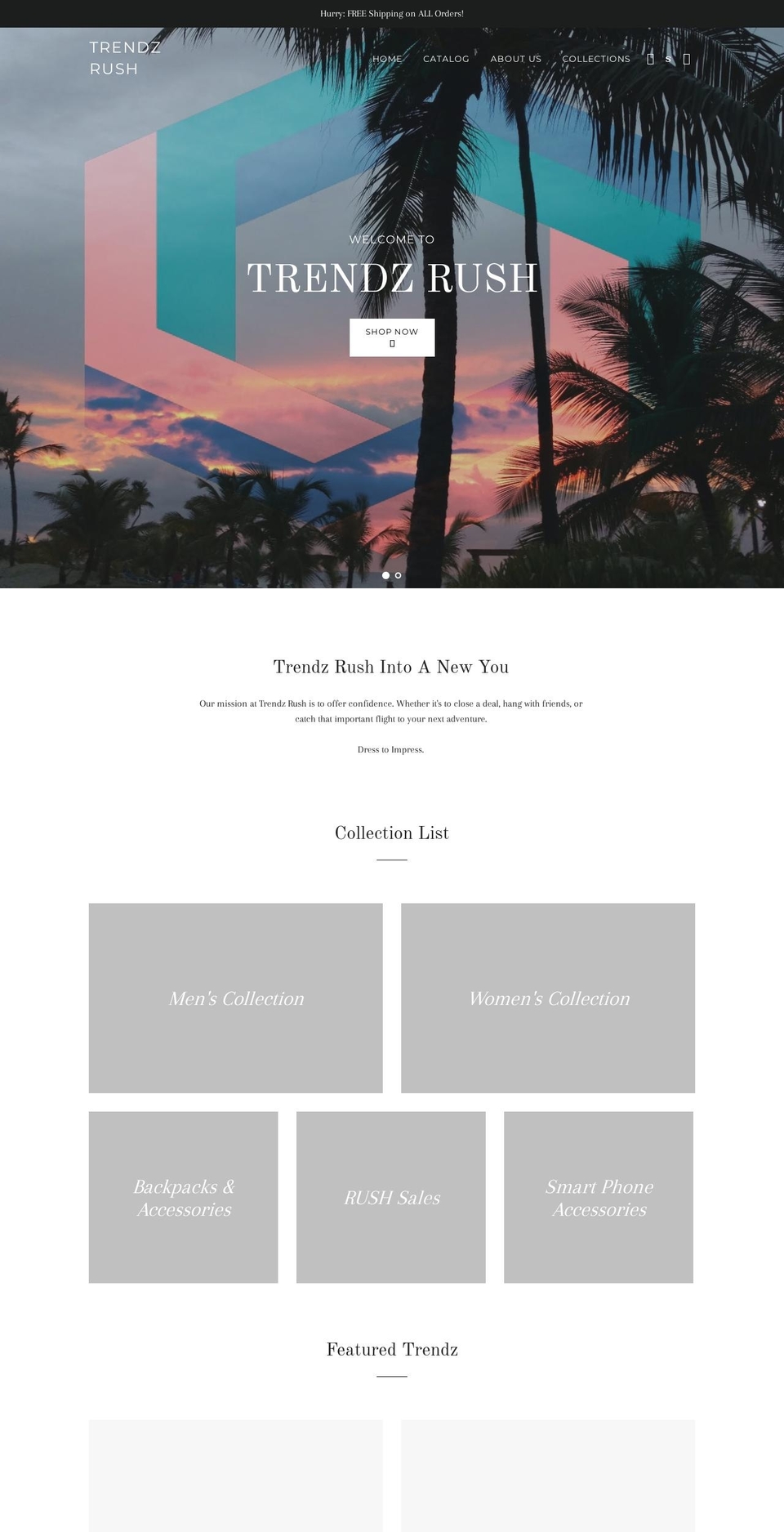 trendzrush.com — Shopify storefront screenshot