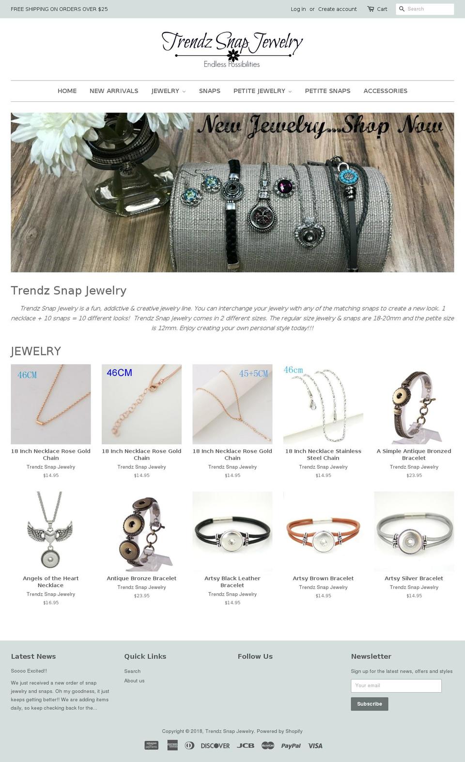 trendzsnapjewelry.com — Shopify storefront screenshot