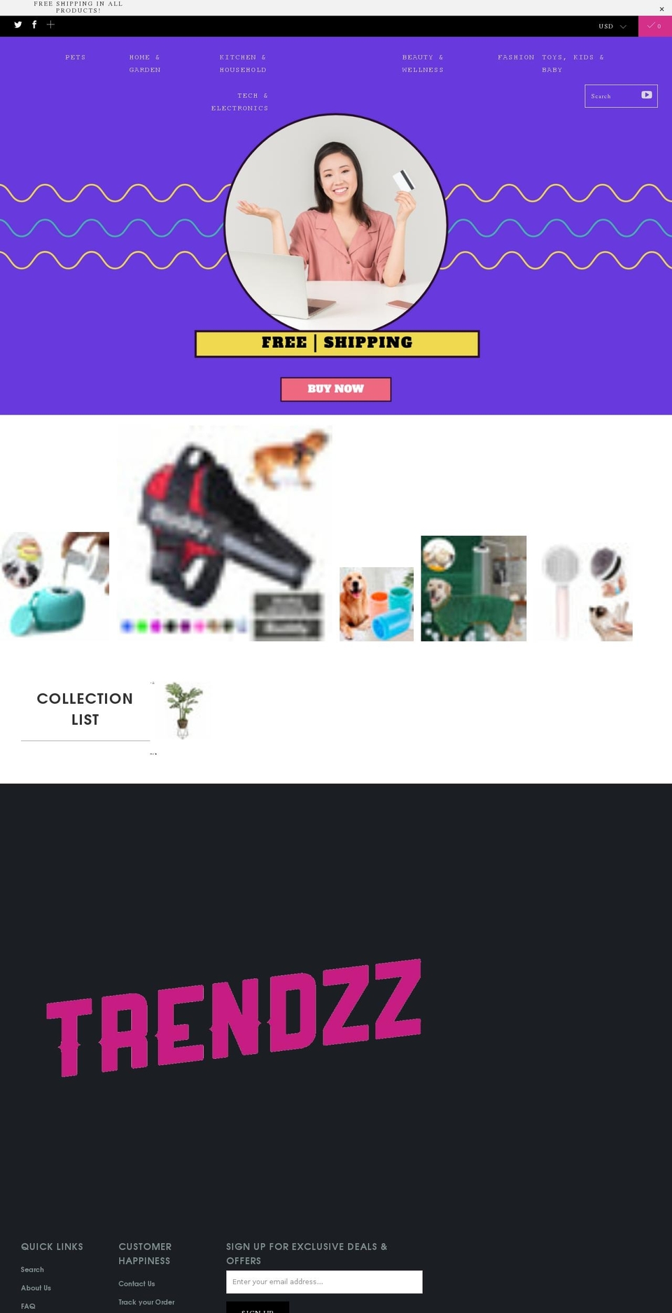 trendzz.store shopify website screenshot