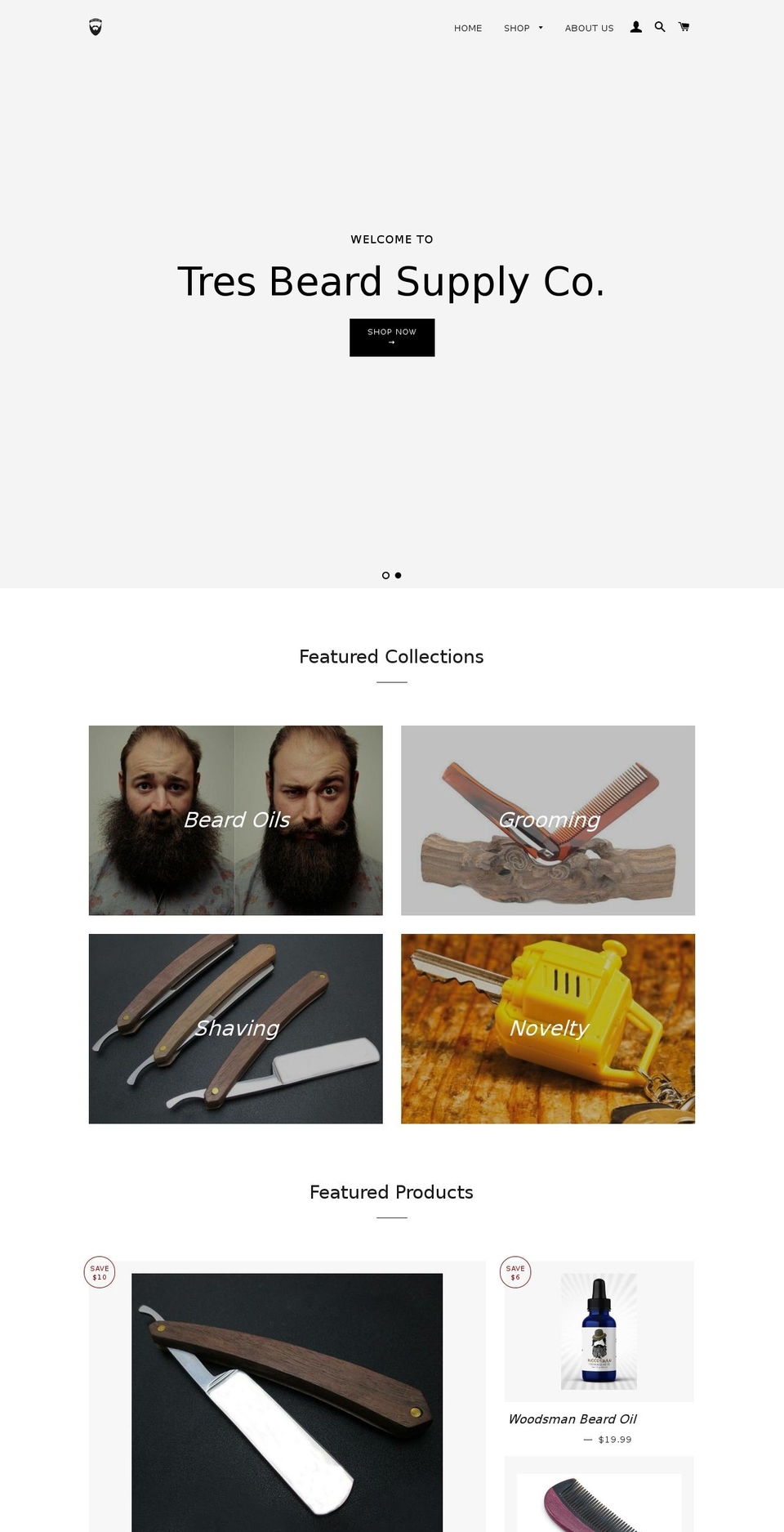 tresbeardsupply.com shopify website screenshot