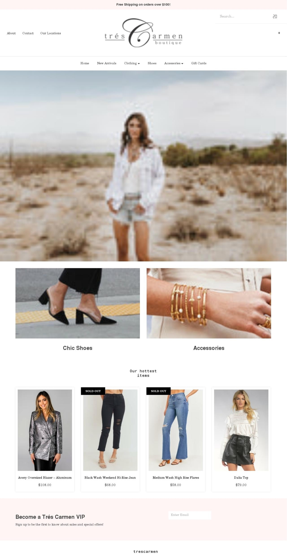 trescarmen.com shopify website screenshot