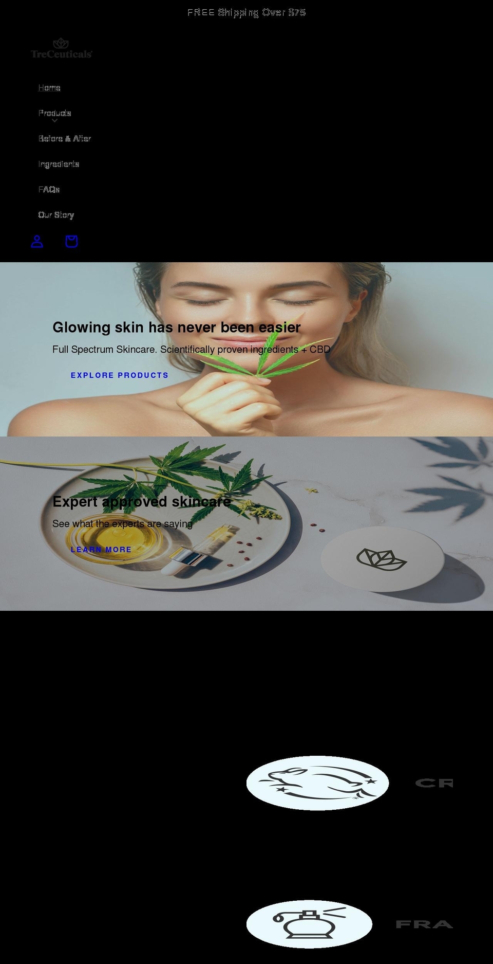 tresceuticals.com shopify website screenshot