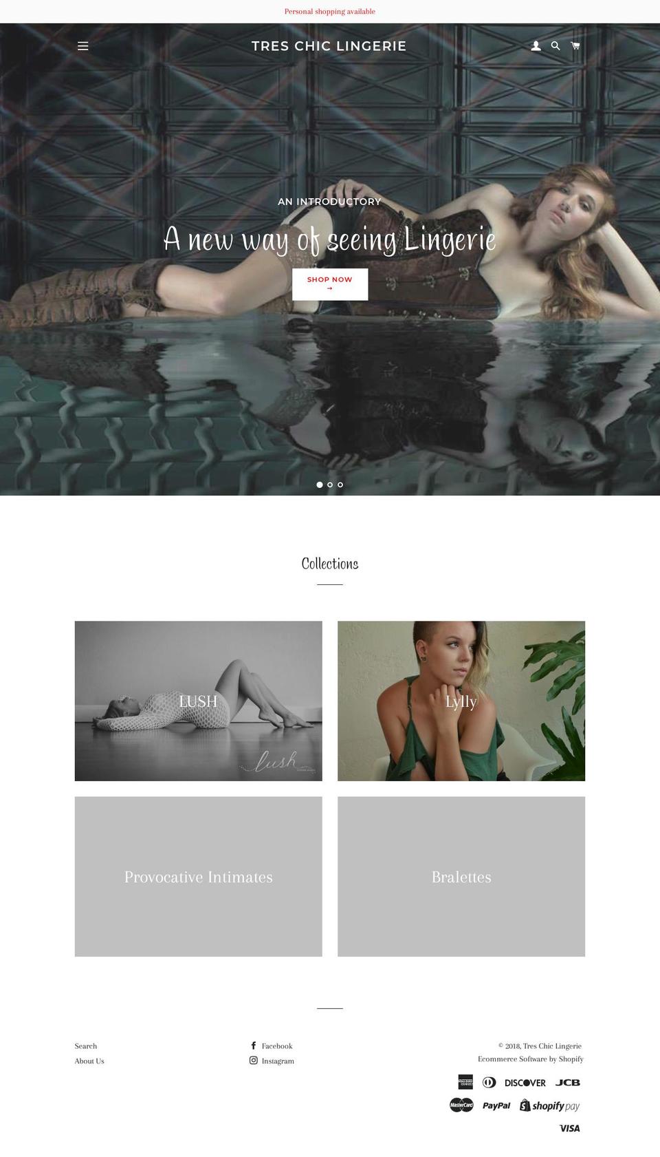 treschiclingerie.com shopify website screenshot