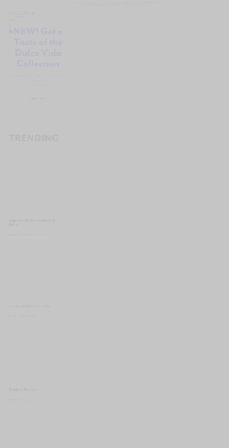 treslucebeauty.com shopify website screenshot