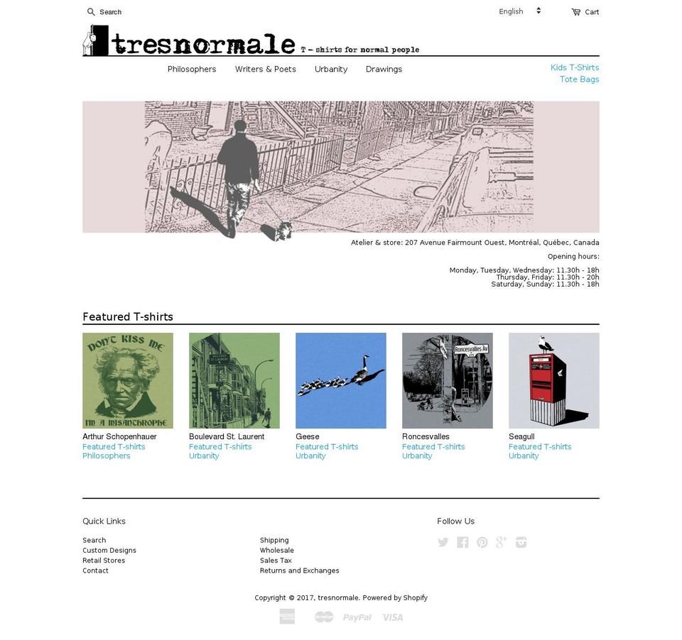 tresnormale.com shopify website screenshot