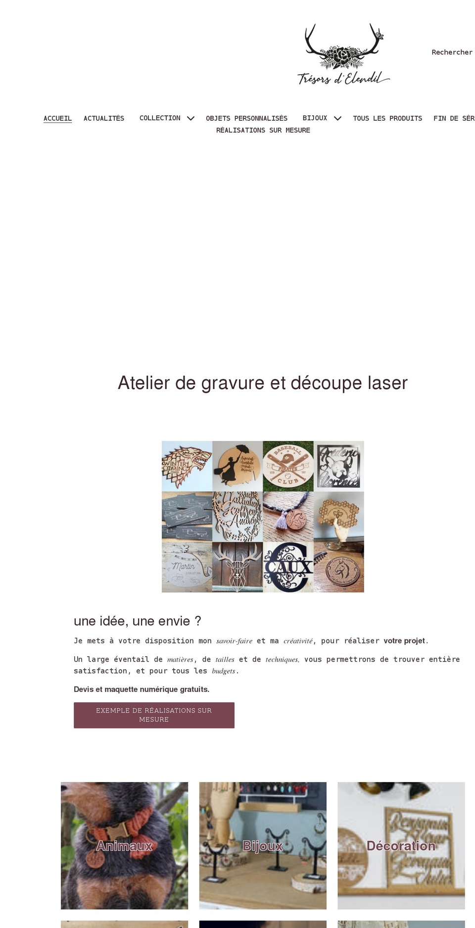tresors-delendil.com shopify website screenshot