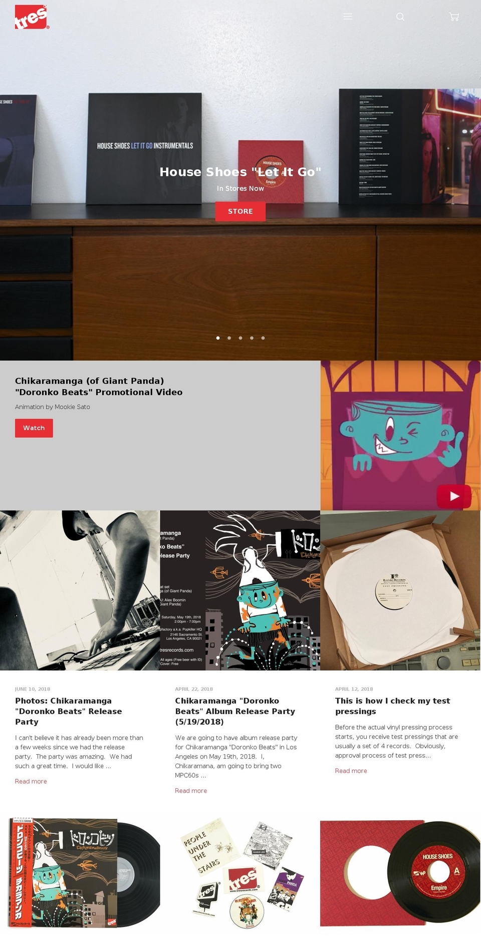 tresrecords.com — Shopify storefront screenshot