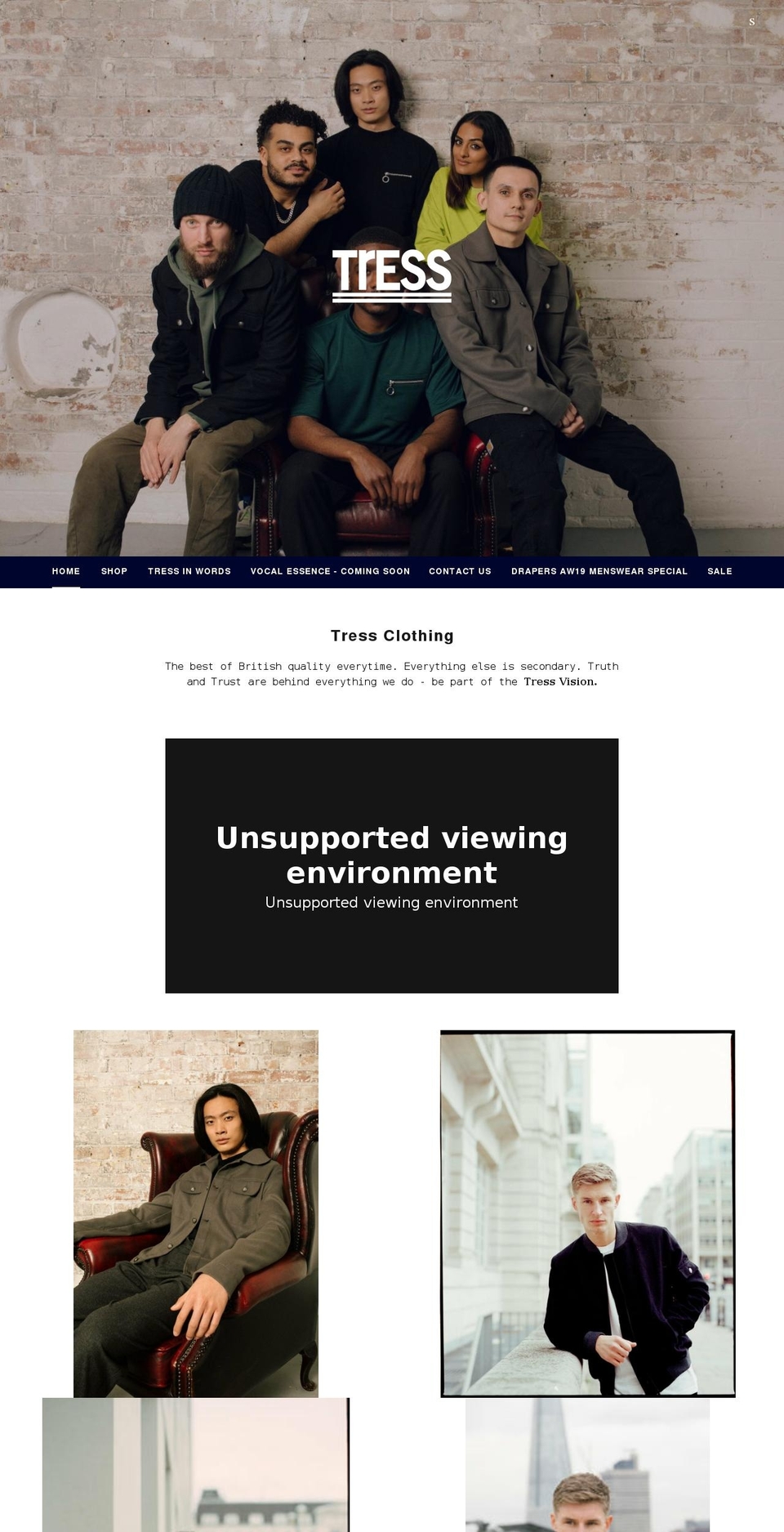 tress-clothing.com shopify website screenshot