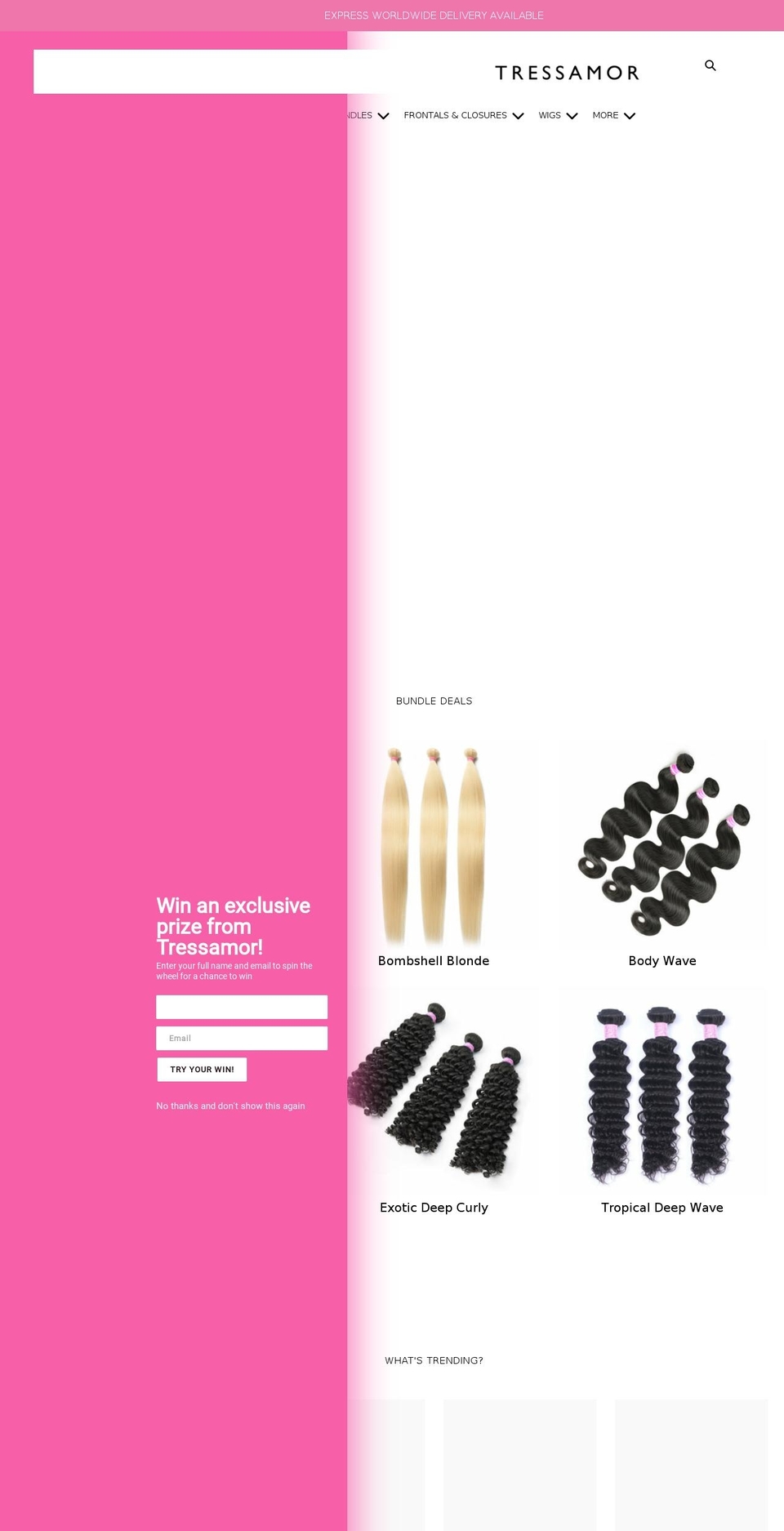 tressamor.com shopify website screenshot