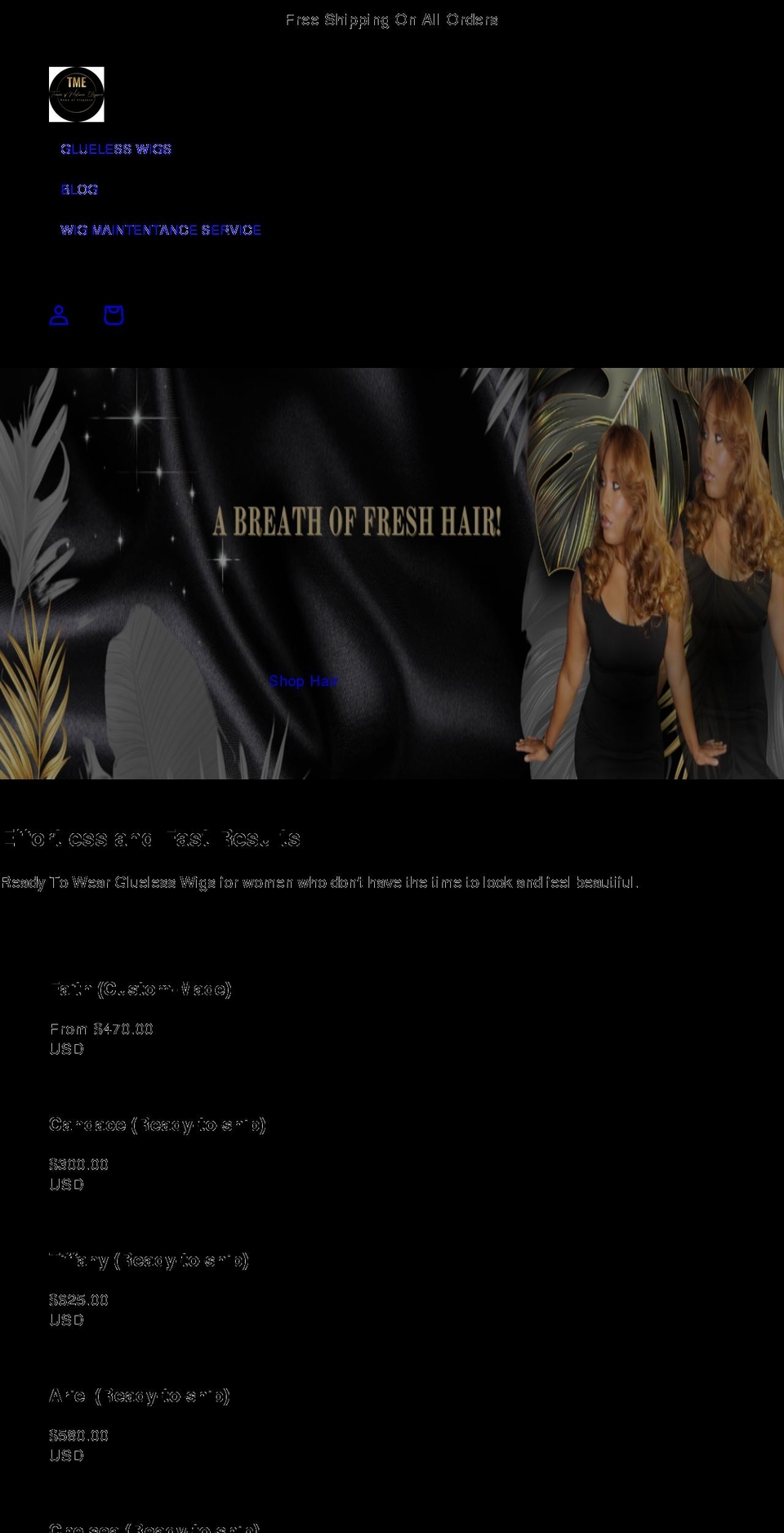 tressesofmelaninelegance.com shopify website screenshot