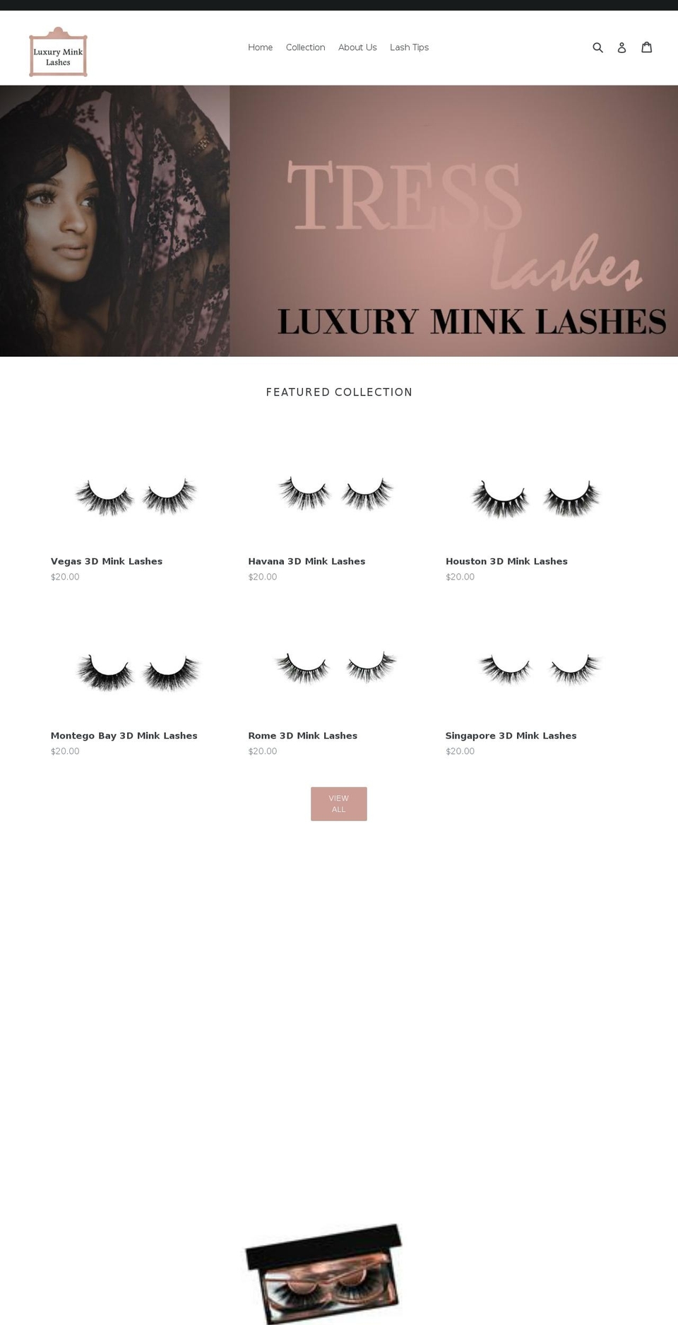 tresslashes.com shopify website screenshot