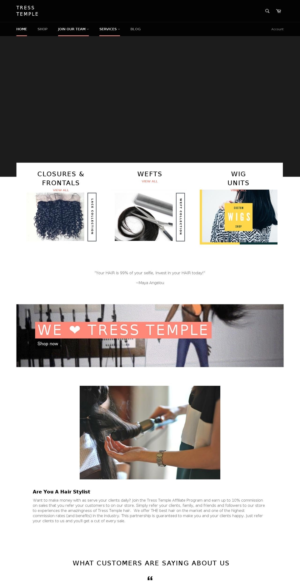 tresstemple.com shopify website screenshot