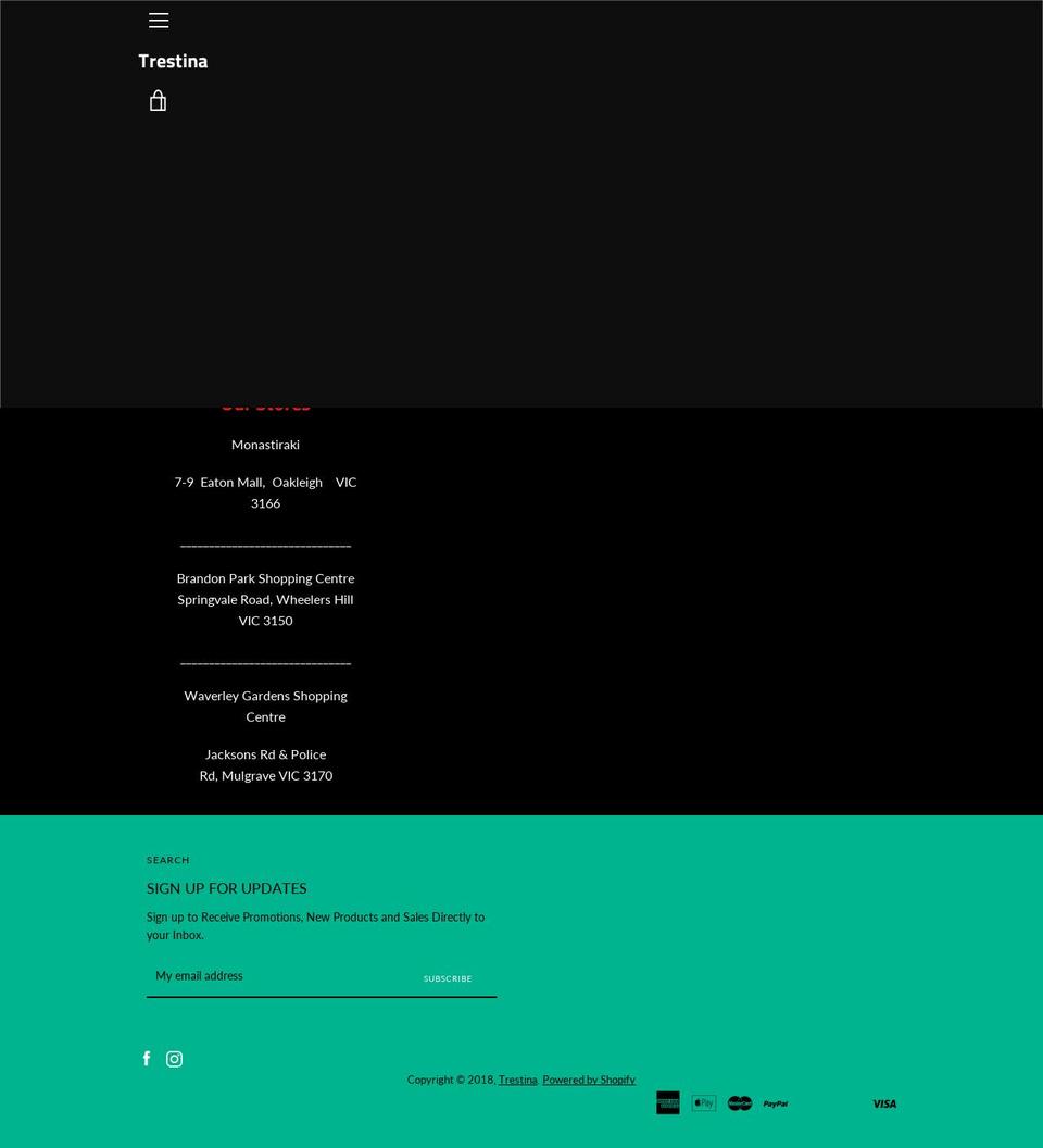 trestina.com.au shopify website screenshot