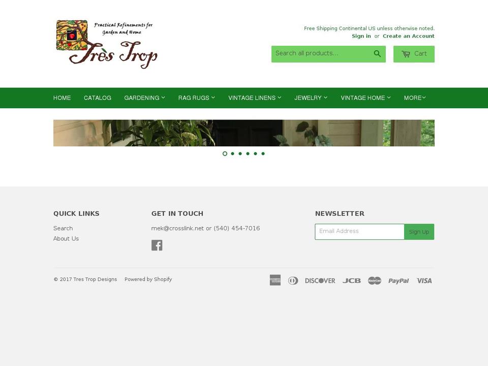 trestropdesigns.com shopify website screenshot
