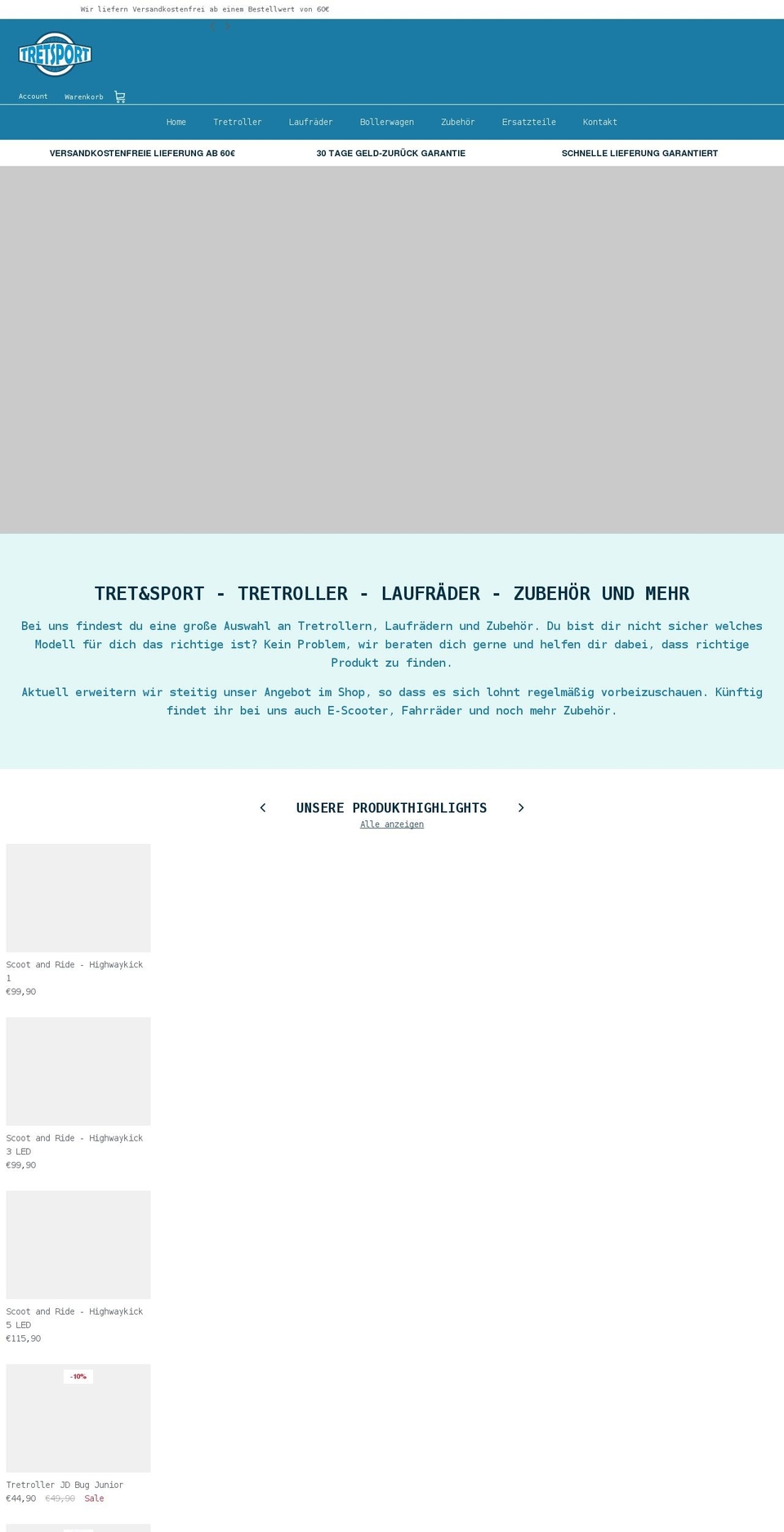 tretsport.de shopify website screenshot