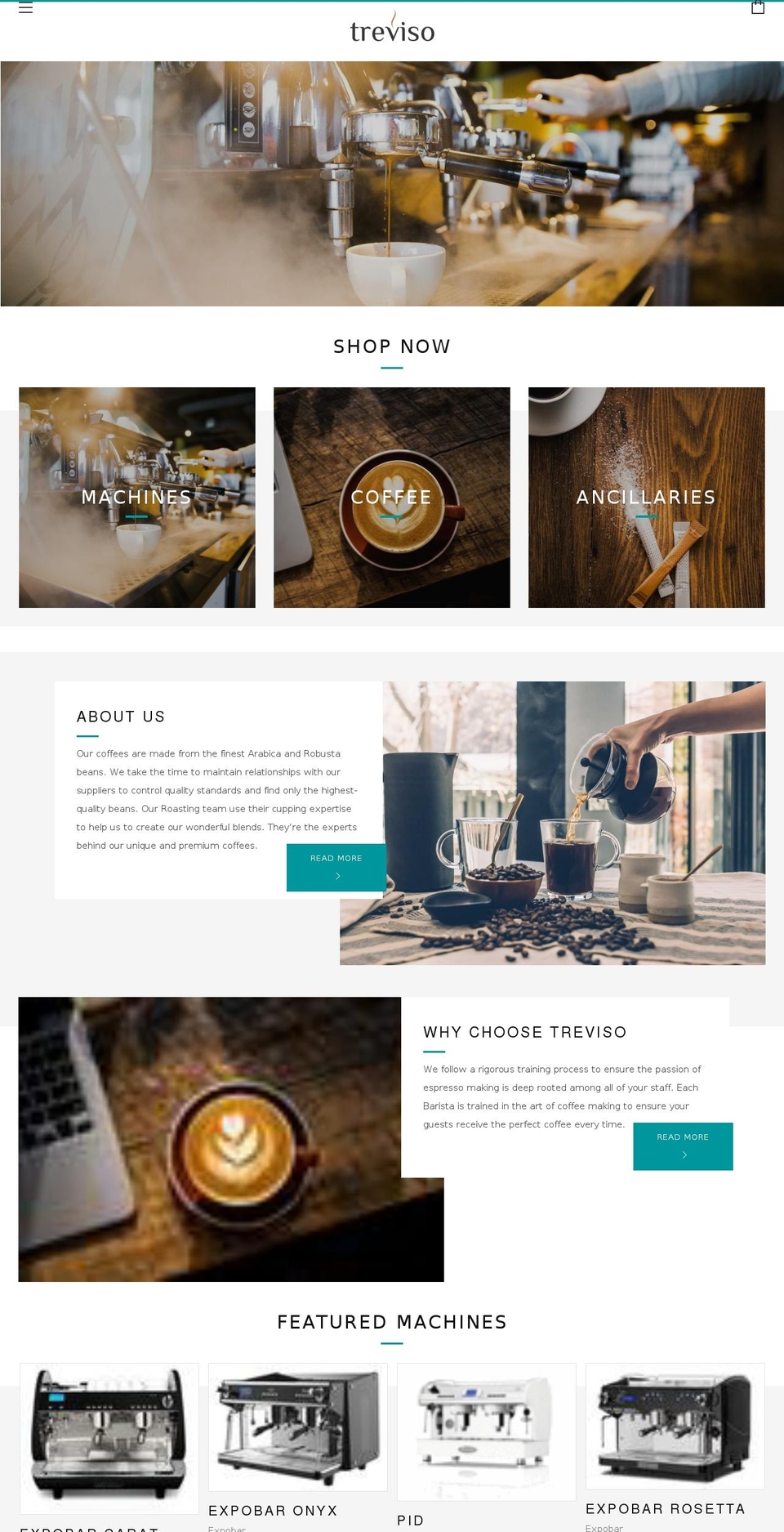 trevisocoffee.co.uk shopify website screenshot