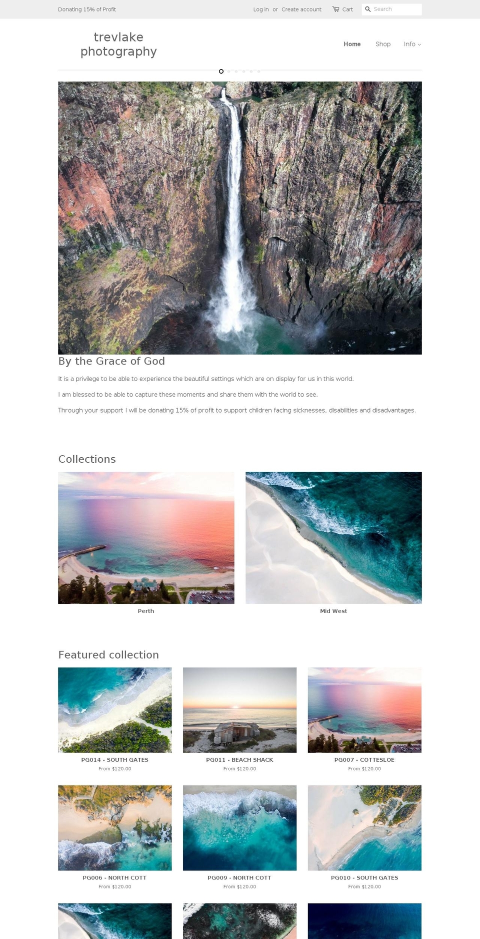 trevlakephotography.com — Shopify storefront screenshot