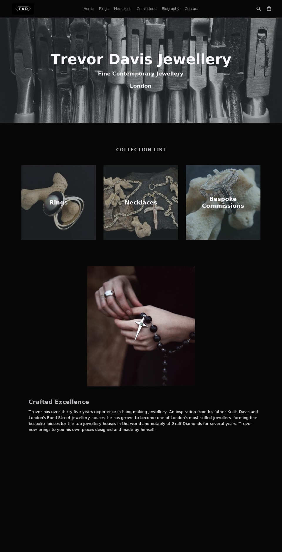 trevordavisjewellery.com shopify website screenshot