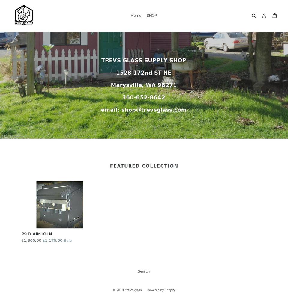 trevsglass.com shopify website screenshot