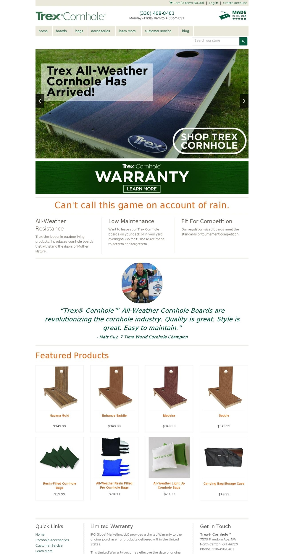 trexcornhole.com shopify website screenshot