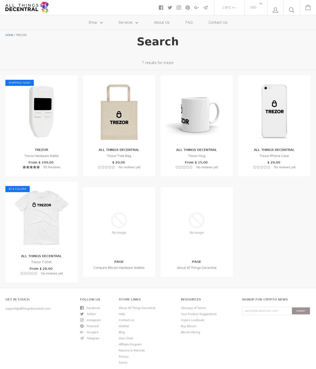 All Things Decentral Theme - Initial Shopify theme site example treyzor.com