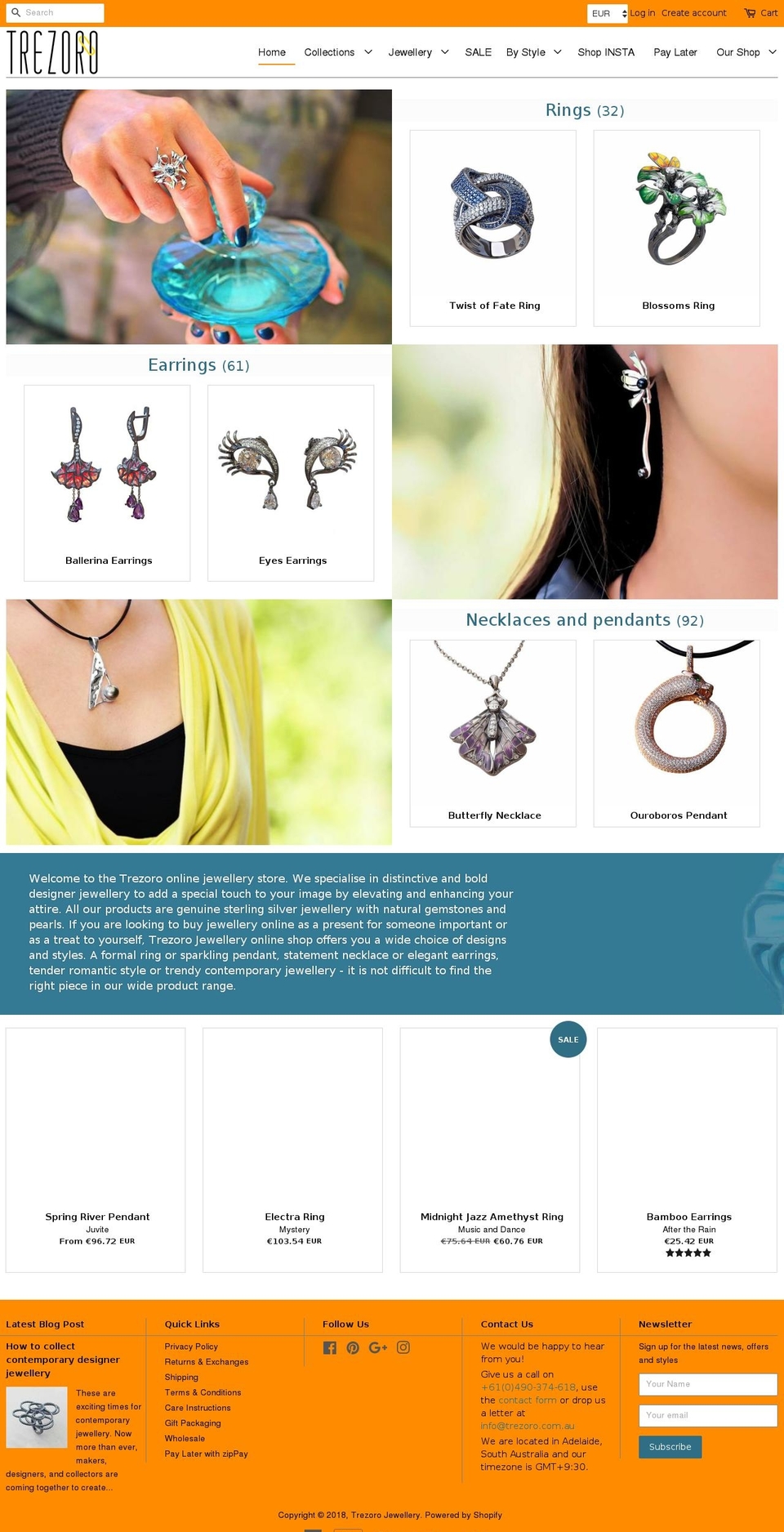 trezoro.jewelry shopify website screenshot