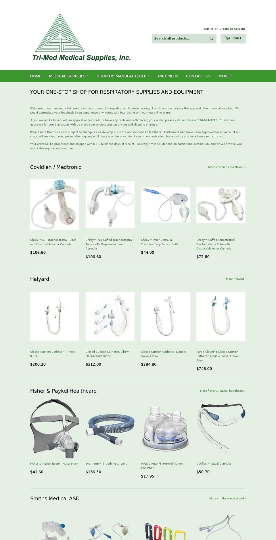 tri-medmedical.com shopify website screenshot