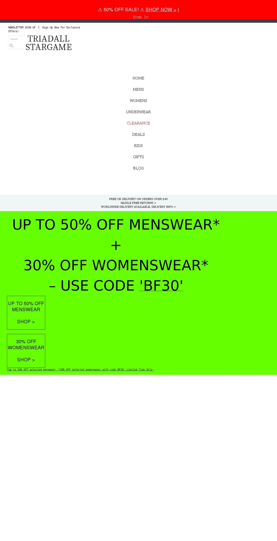Contact us fix Plus LIVE THEME Shopify theme site example triadallstargame.com