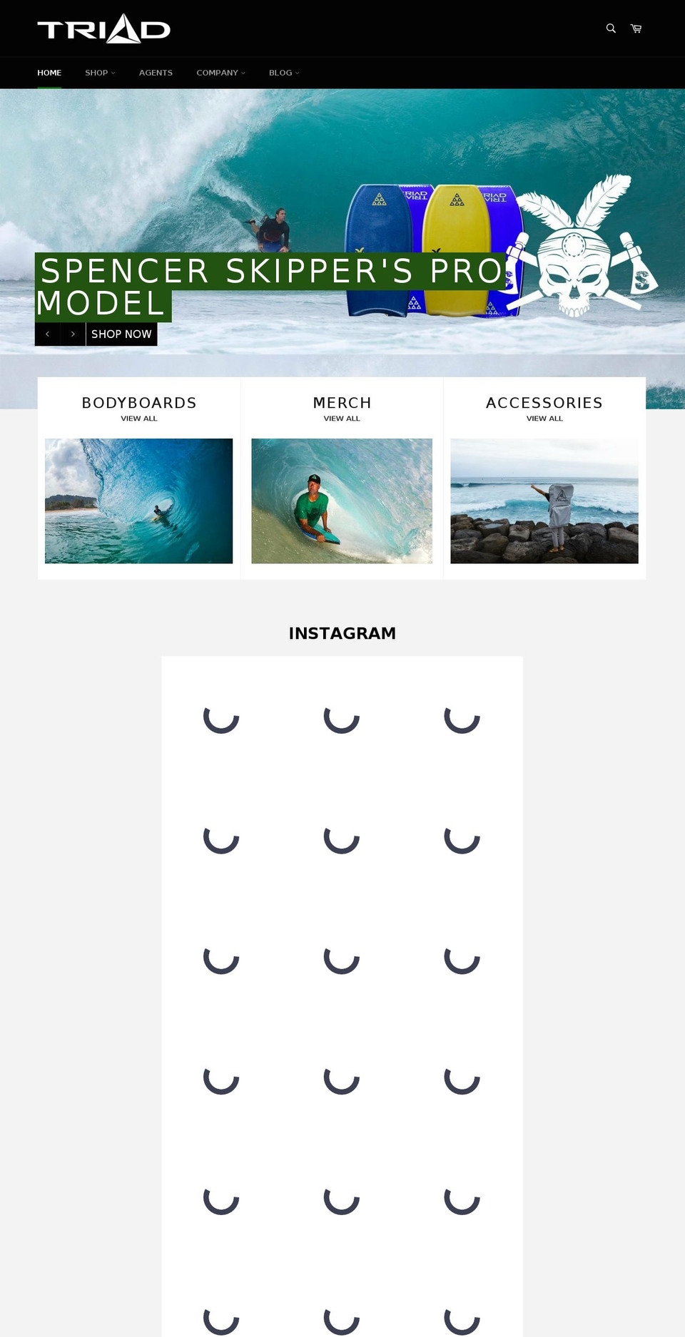 triadbodyboards.com shopify website screenshot