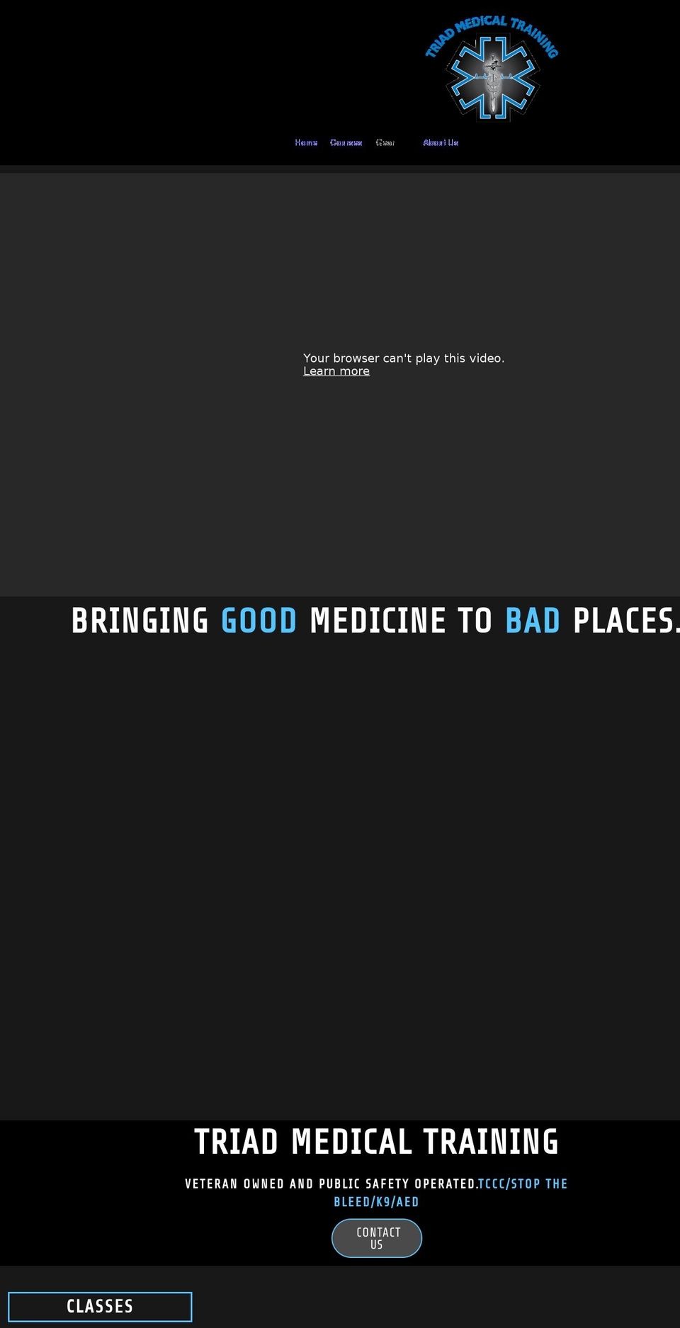 triadmedicaltraining.com shopify website screenshot