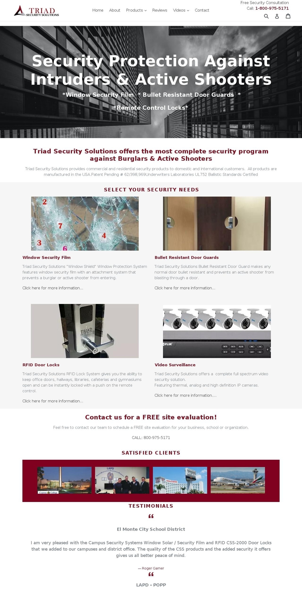 triadsecuritysolutions.com shopify website screenshot
