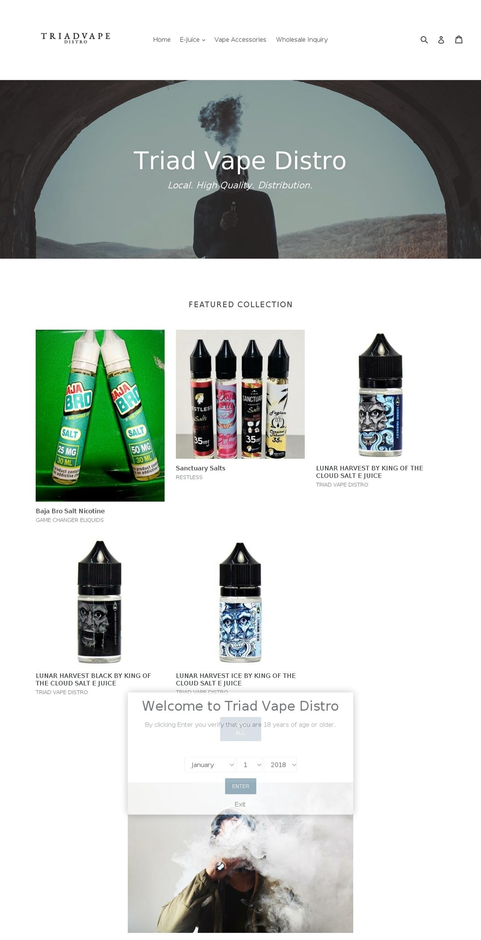 triadvapedistro.com — Shopify storefront screenshot
