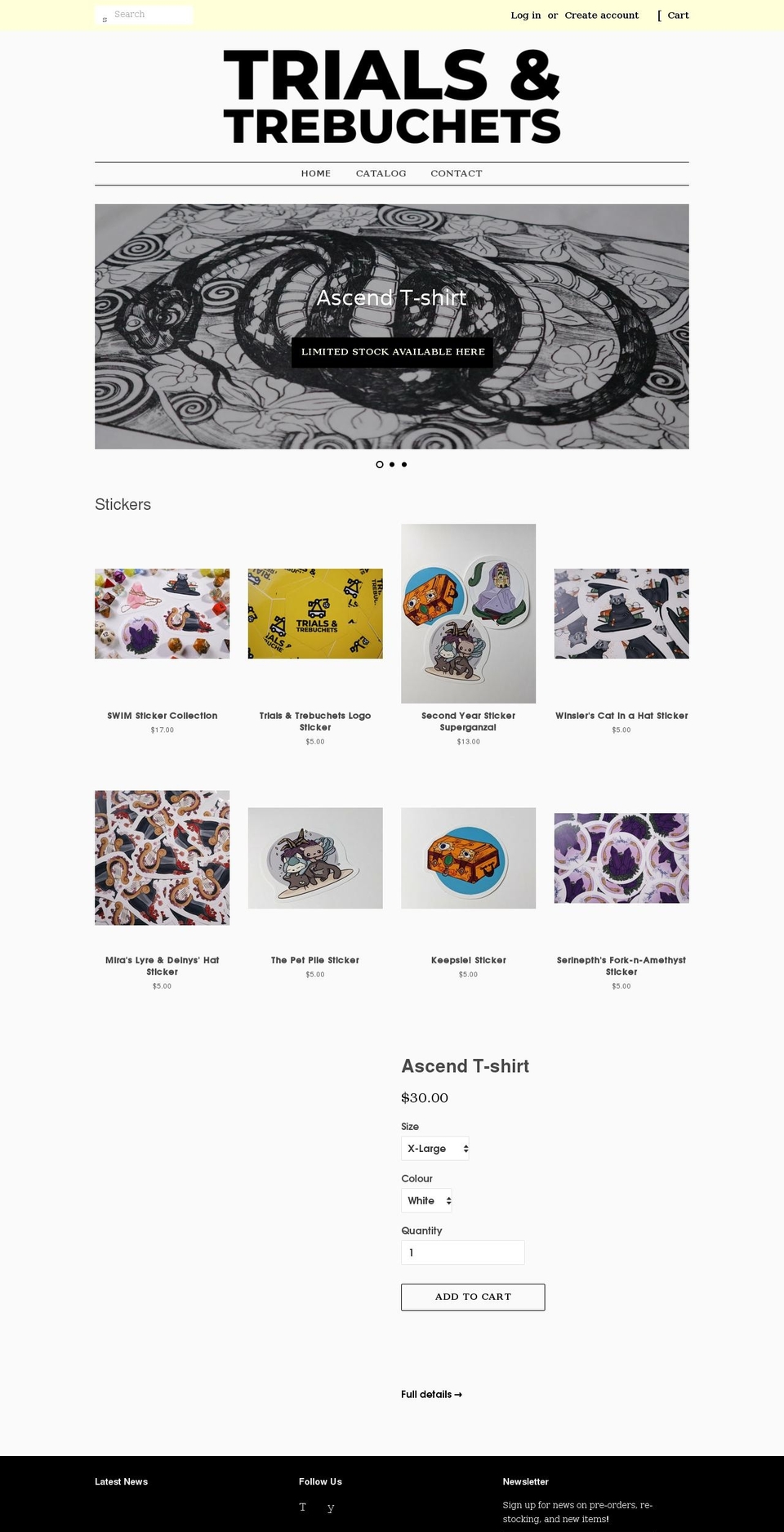 trialsandtrebuchets.com shopify website screenshot