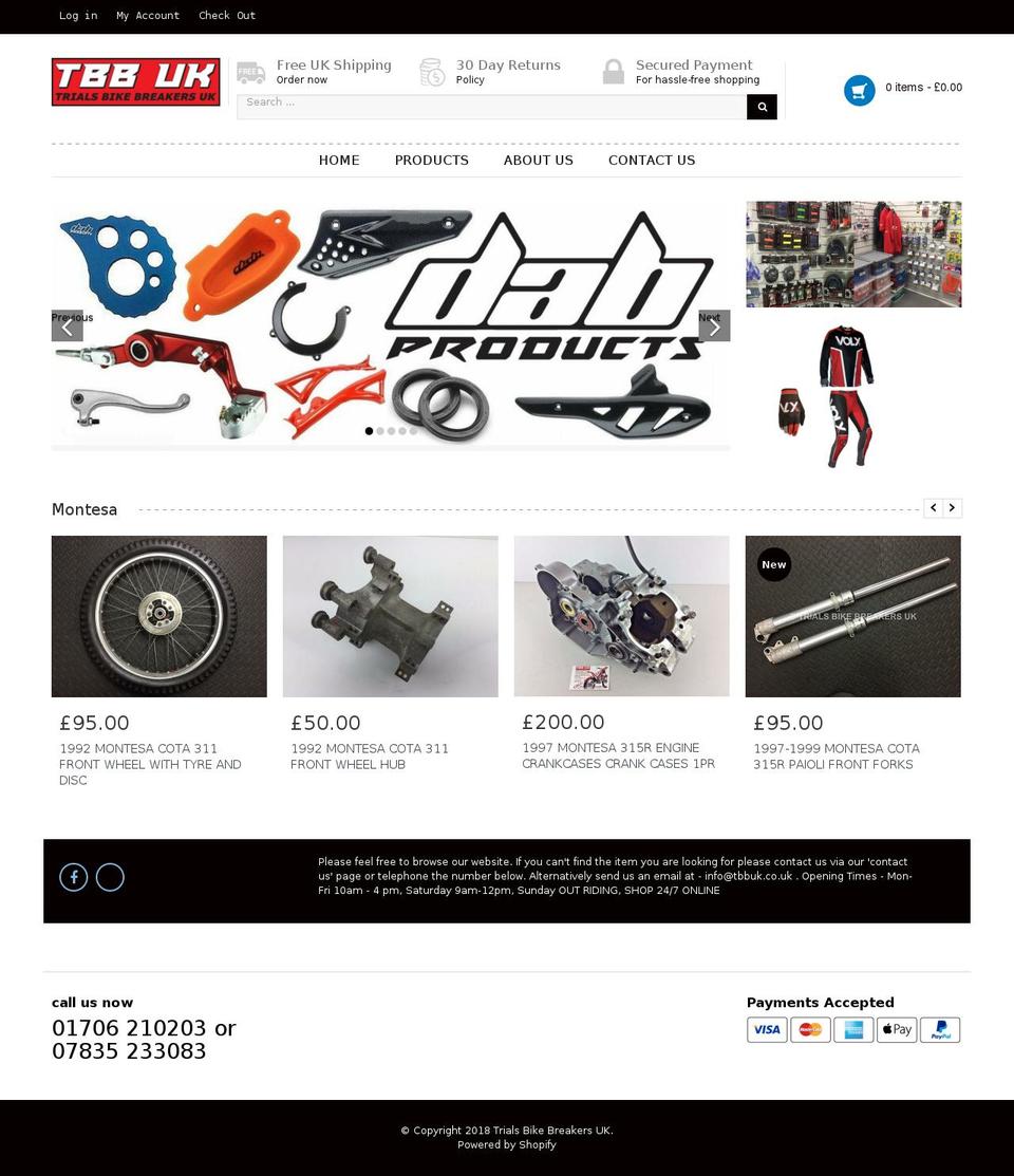 trialsbikebreakersuk.com shopify website screenshot