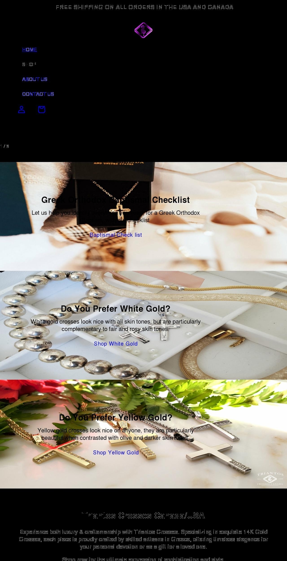 triantosjewelry.com shopify website screenshot