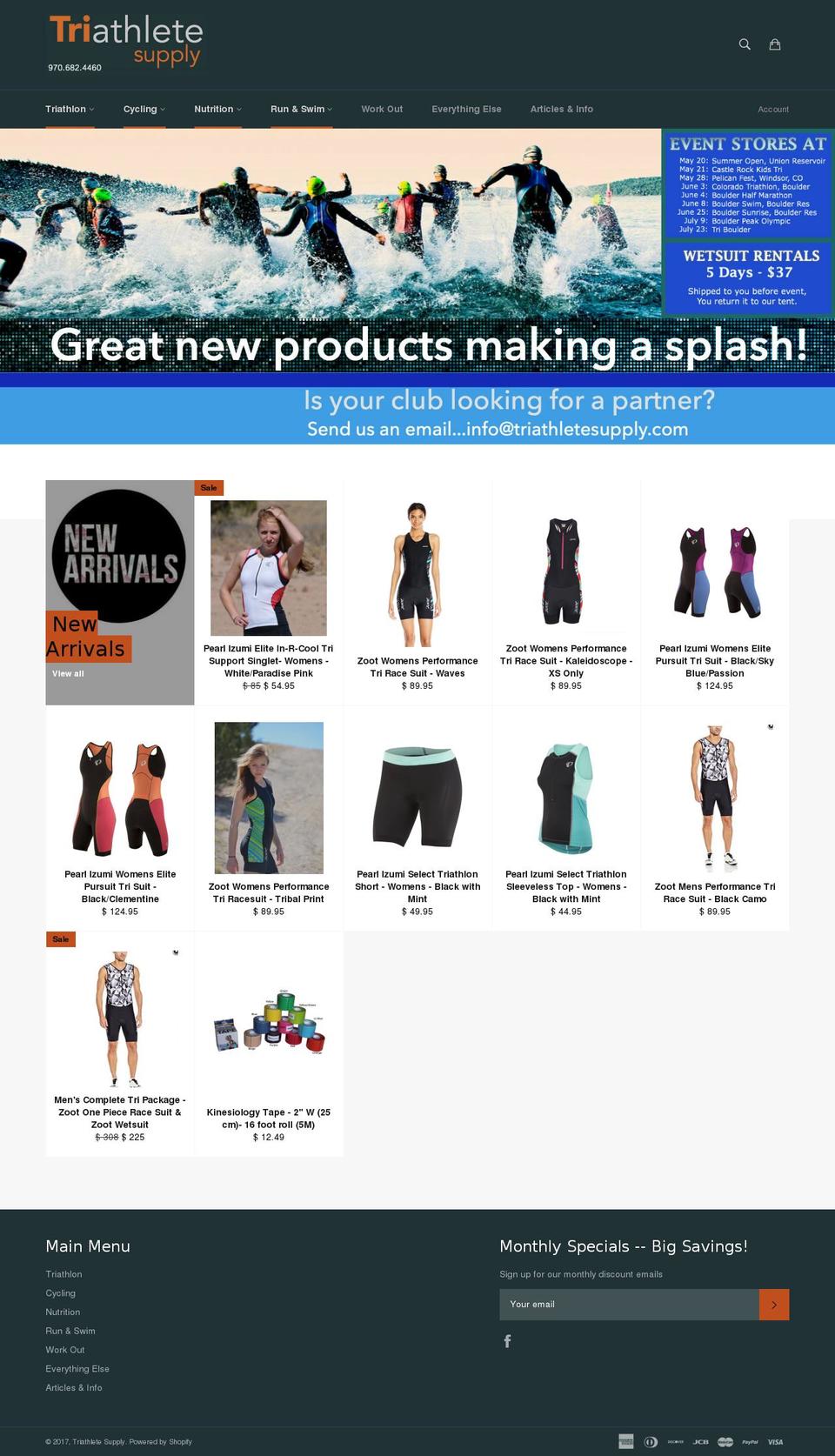 triathletesoutlet.com shopify website screenshot