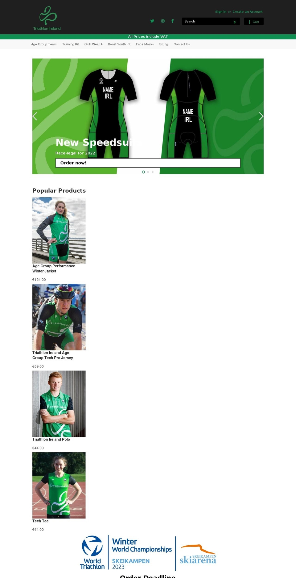 triathlonirelandstore.com shopify website screenshot