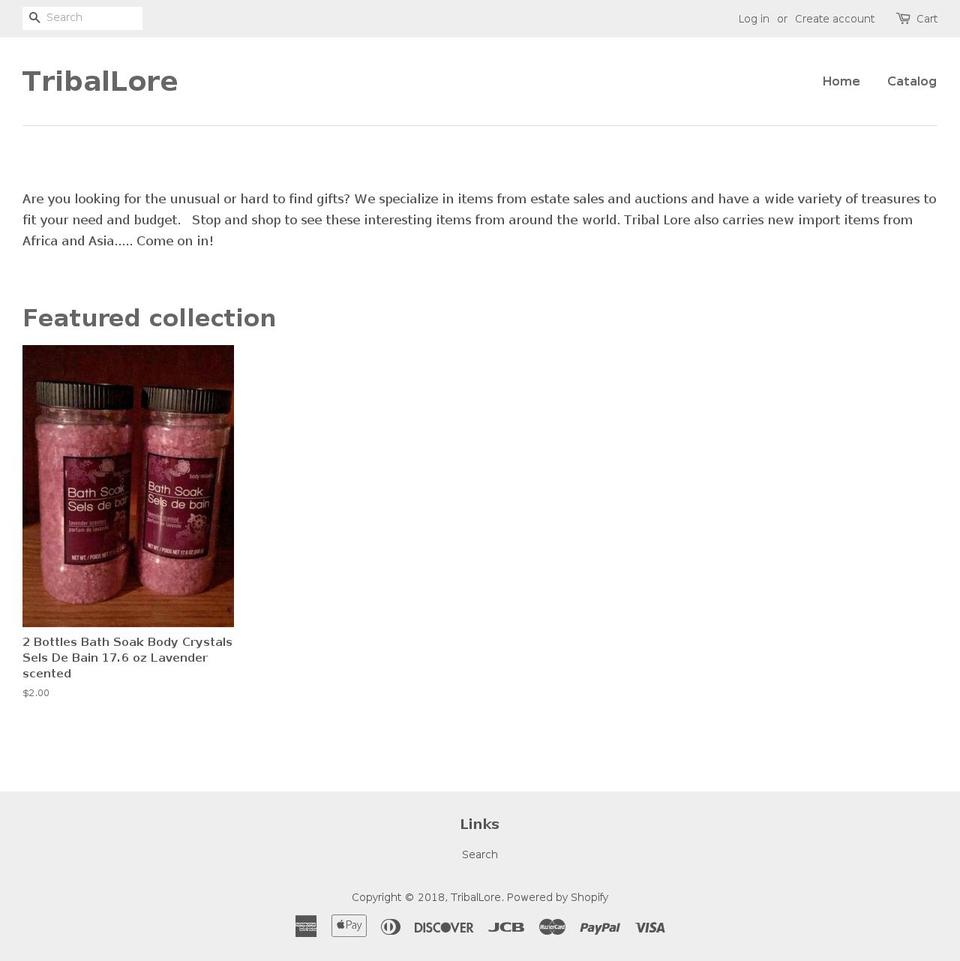 tribal-lore.com — Shopify storefront screenshot