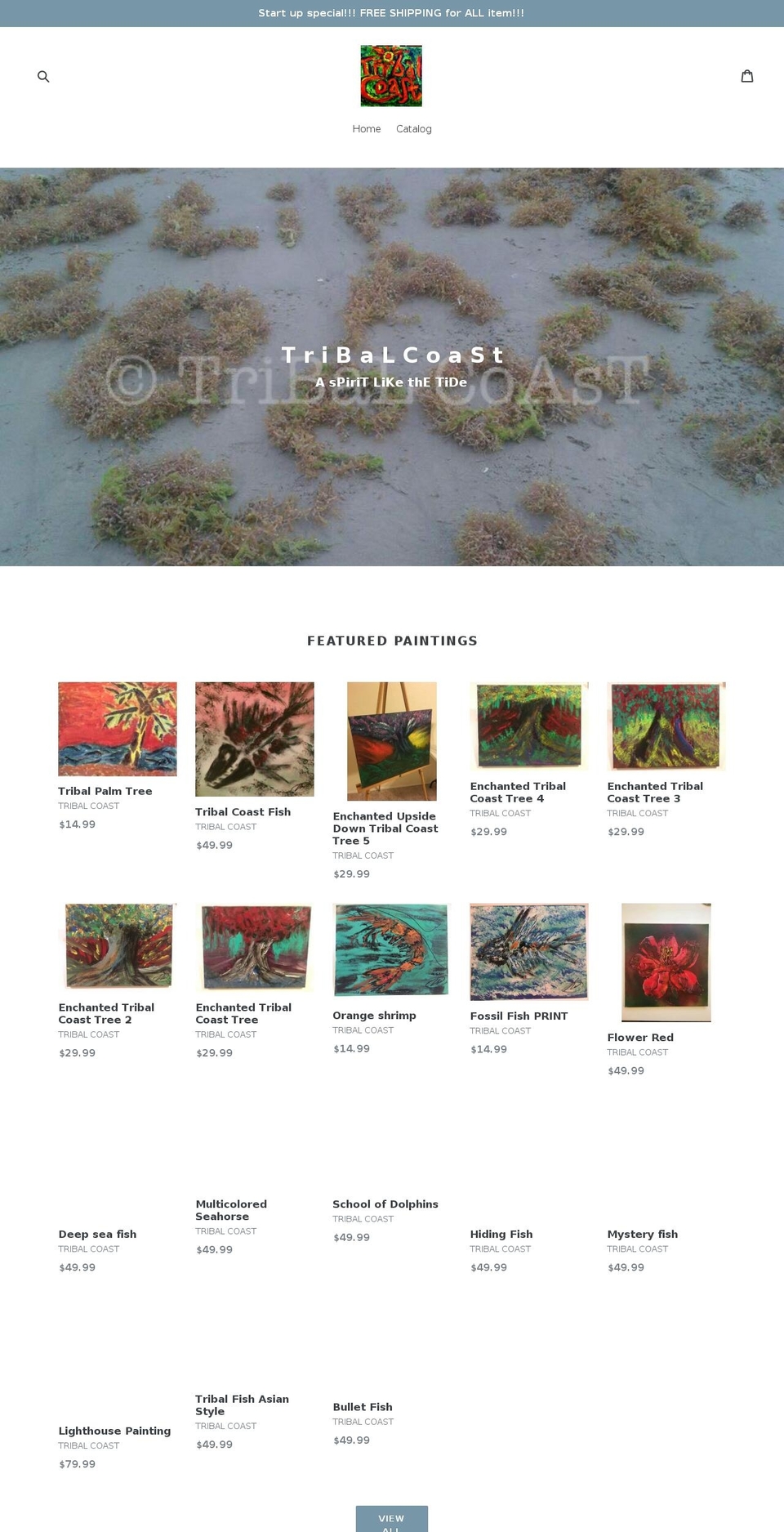 tribalcoast.com — Shopify storefront screenshot