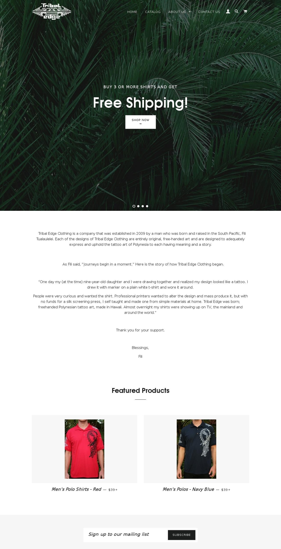 tribaledgeclothing.com shopify website screenshot